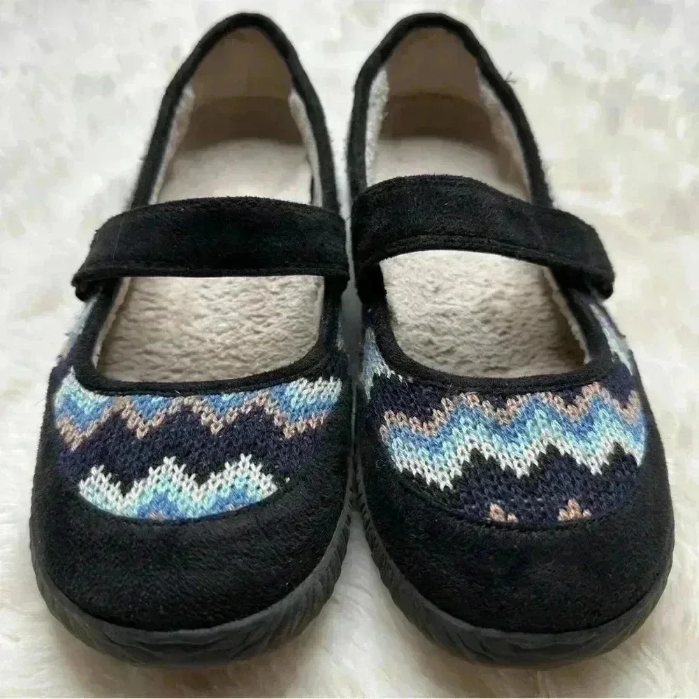 Orthaheel Alta Slippers Black / Blue / Pink Zigzag Size 5
